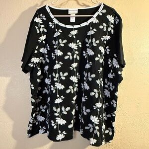 Alfred Dunner Black and White Floral Blouse